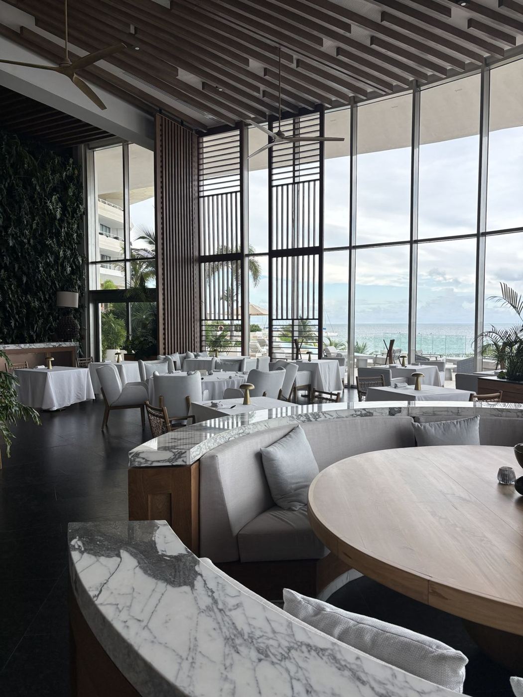 The main dining room, facing the ocean