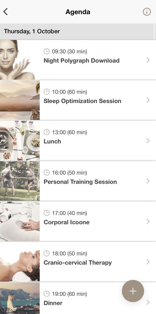 A typical day in the SHA app, packed from morning to dinner
