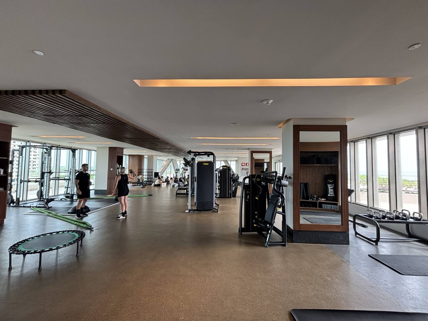 The gym, with windows on almost every side